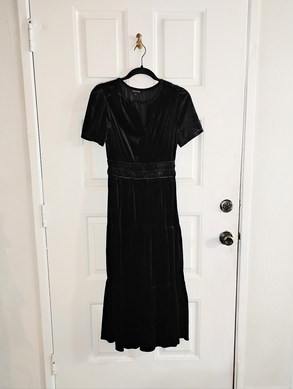 Anthropology Smock Black Velvet Whimsy Goth Tiered Maxi Dress Small Medium - Picture 5 of 7